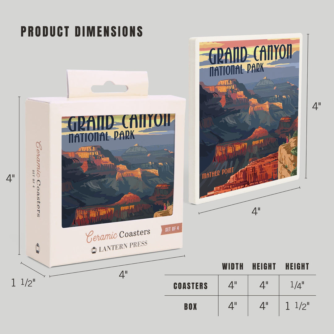 Grand Canyon National Park, Arizona, Mather Point, Coasters Coasters Lantern Press