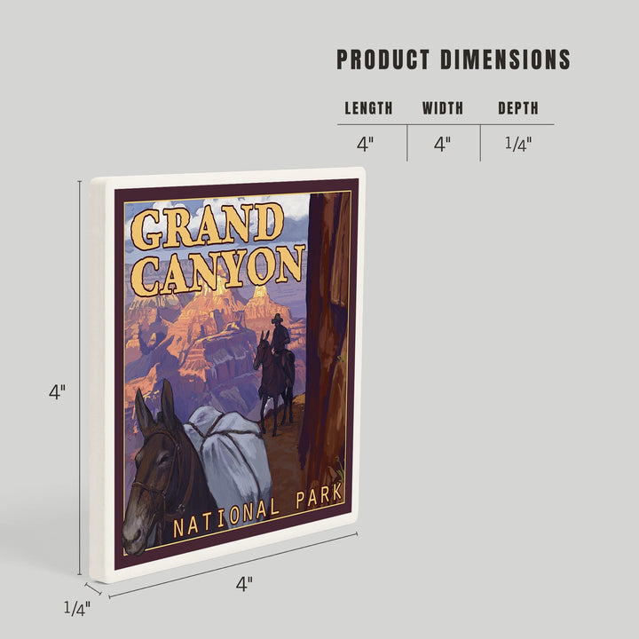 Grand Canyon National Park, Arizona, Mule Train, Coasters Coasters Lantern Press