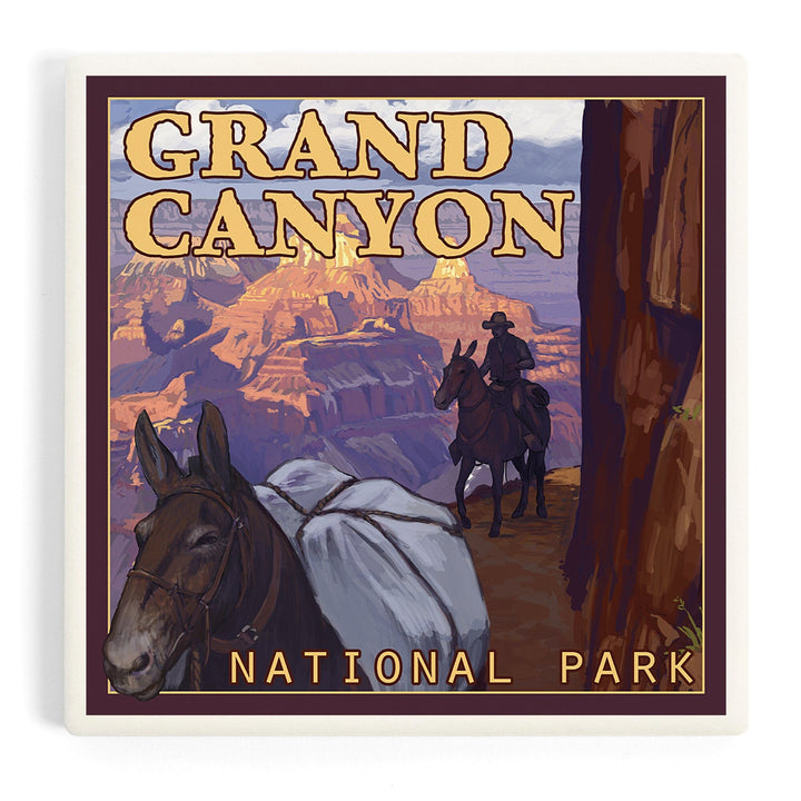 Grand Canyon National Park, Arizona, Mule Train, Coasters Coasters Lantern Press