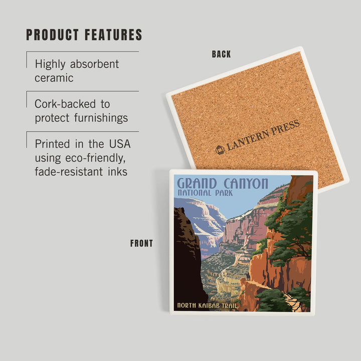 Grand Canyon National Park, Arizona, North Kaibab Trail, Coasters Coasters Lantern Press