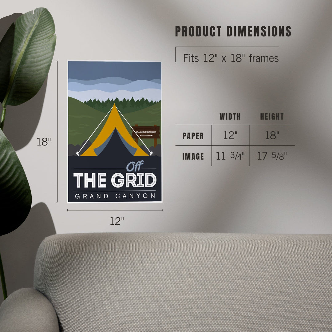 Grand Canyon National Park, Arizona, Off the Grid (Tent), Discover, Vector, Art & Giclee Prints Art Lantern Press
