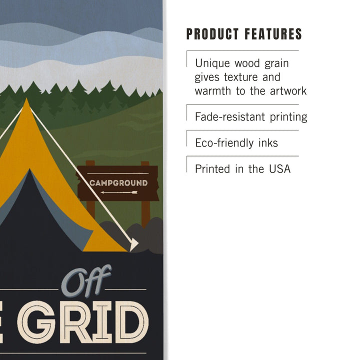 Grand Canyon National Park, Arizona, Off the Grid (Tent), Discover, Vector, Wood Signs and Postcards Wood Lantern Press