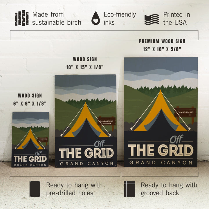 Grand Canyon National Park, Arizona, Off the Grid (Tent), Discover, Vector, Wood Signs and Postcards Wood Lantern Press
