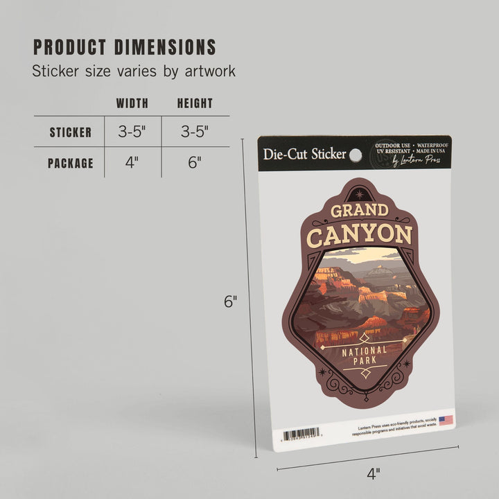 Grand Canyon National Park, Arizona, Painterly National Park Series, Contour, Vinyl Sticker Sticker Lantern Press