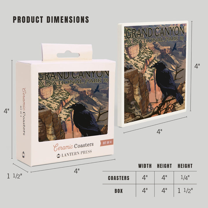 Grand Canyon National Park, Arizona, Ravens at South Rim, Coasters Coasters Lantern Press