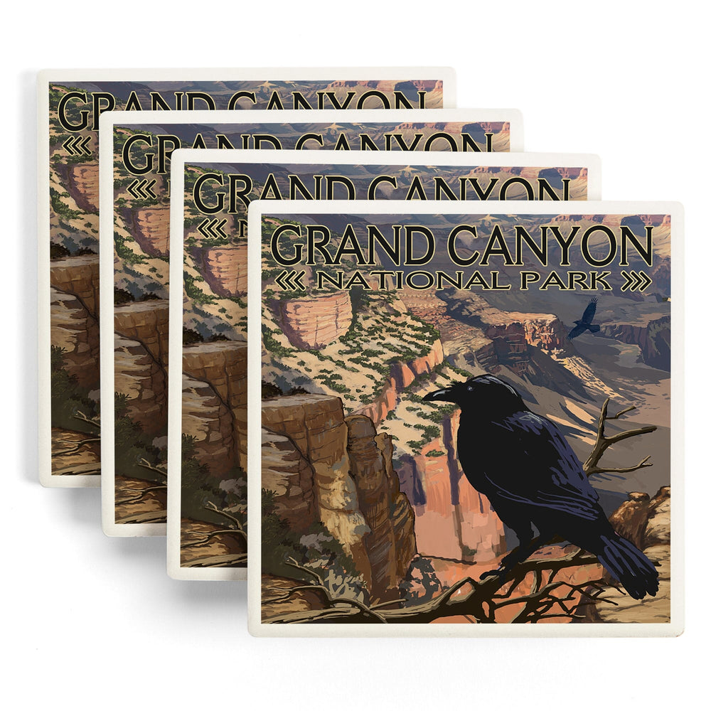 Grand Canyon National Park, Arizona, Ravens at South Rim, Coasters Coasters Lantern Press