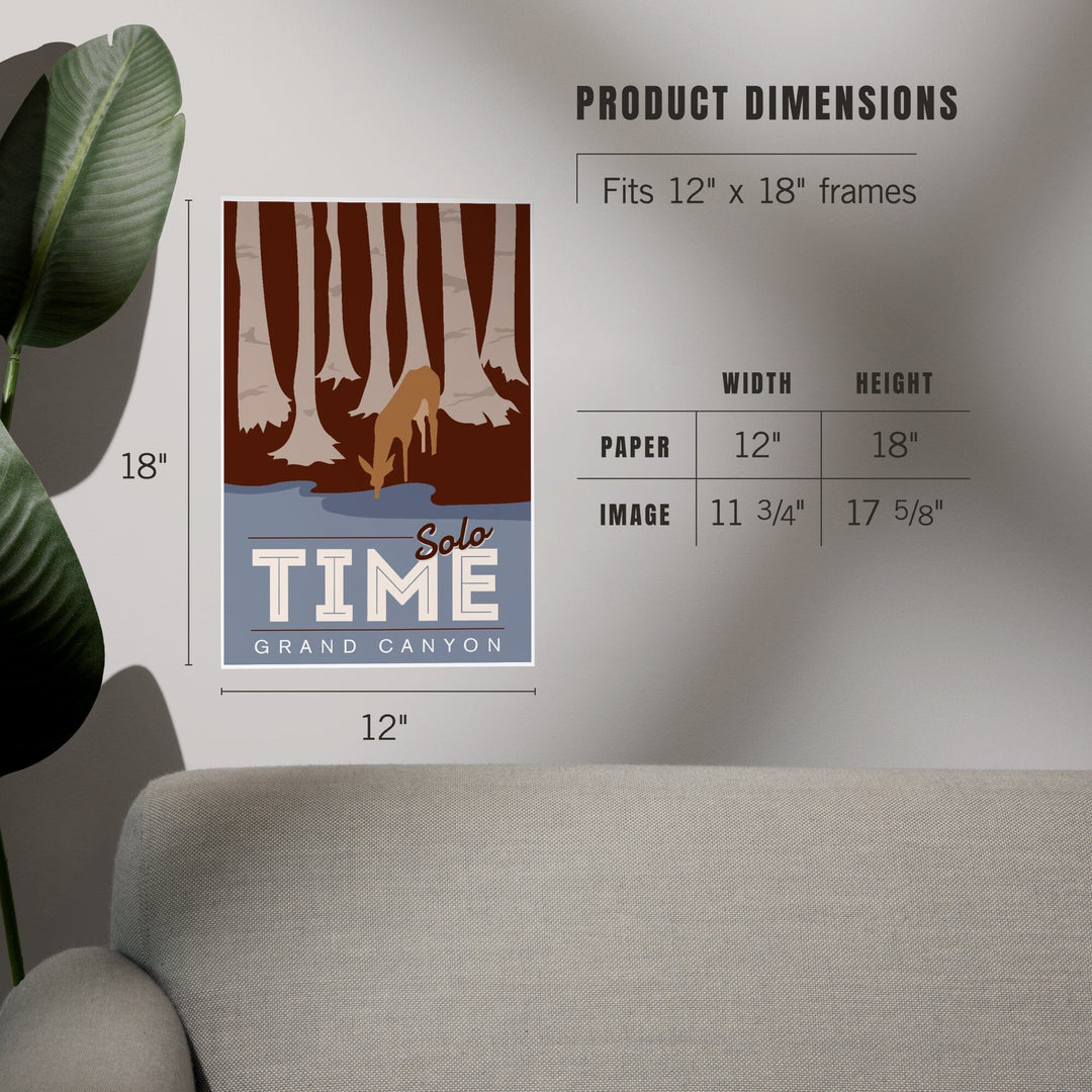 Grand Canyon National Park, Arizona, Solo Time, Deer Drinking, Vector Style, Art & Giclee Prints Art Lantern Press