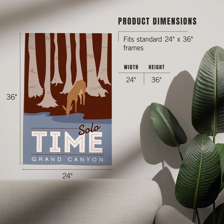 Grand Canyon National Park, Arizona, Solo Time, Deer Drinking, Vector Style, Art & Giclee Prints Art Lantern Press