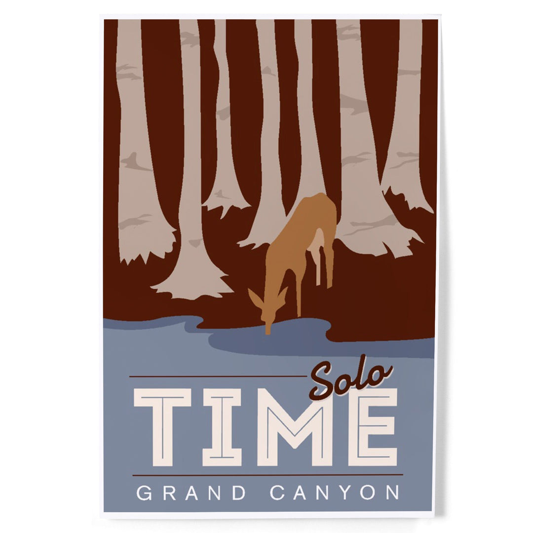 Grand Canyon National Park, Arizona, Solo Time, Deer Drinking, Vector Style, Art & Giclee Prints Art Lantern Press