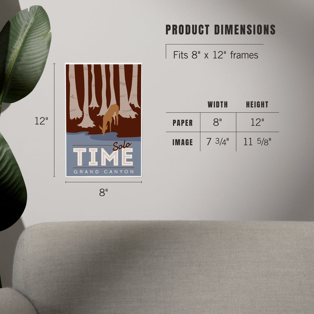 Grand Canyon National Park, Arizona, Solo Time, Deer Drinking, Vector Style, Art & Giclee Prints Art Lantern Press