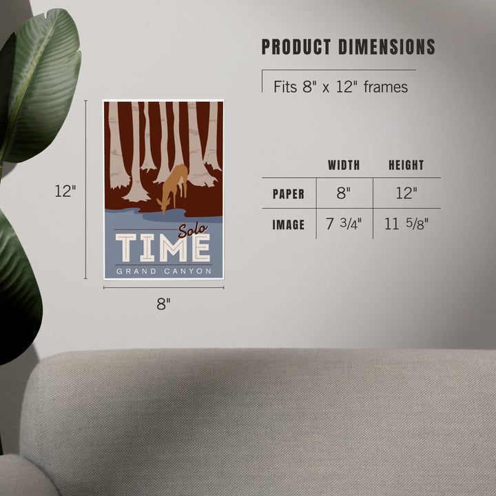 Grand Canyon National Park, Arizona, Solo Time, Deer Drinking, Vector Style, Art & Giclee Prints Art Lantern Press