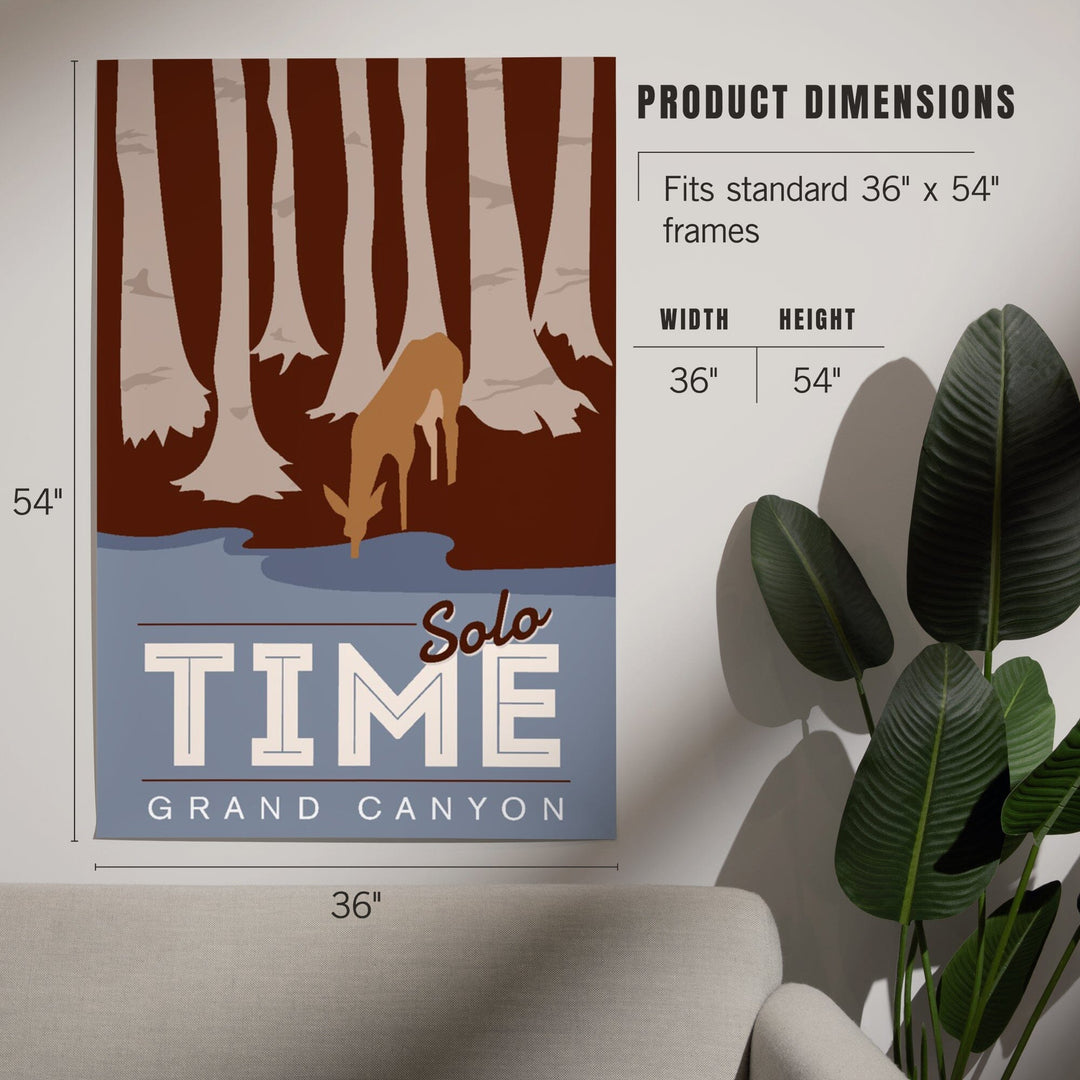 Grand Canyon National Park, Arizona, Solo Time, Deer Drinking, Vector Style, Art & Giclee Prints Art Lantern Press