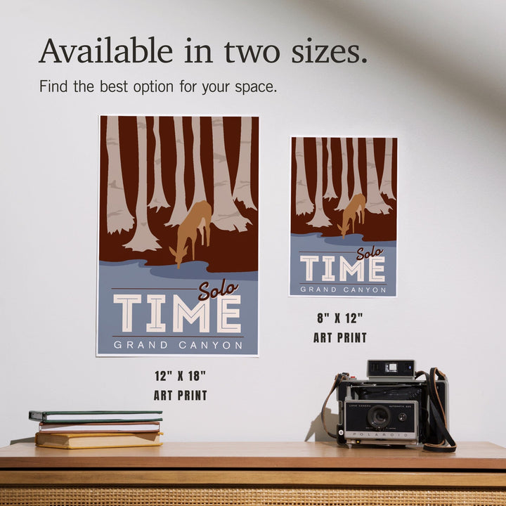 Grand Canyon National Park, Arizona, Solo Time, Deer Drinking, Vector Style, Art & Giclee Prints Art Lantern Press