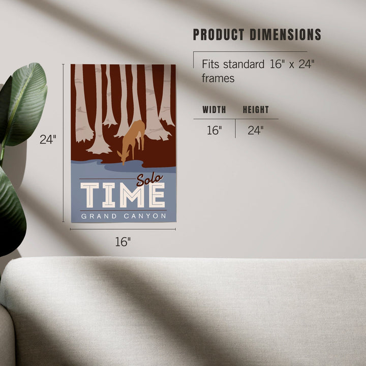 Grand Canyon National Park, Arizona, Solo Time, Deer Drinking, Vector Style, Art & Giclee Prints Art Lantern Press