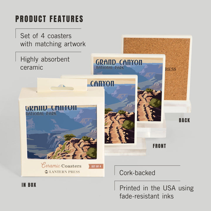 Grand Canyon National Park, Arizona, South Kaibab Trail, Coasters Coasters Lantern Press