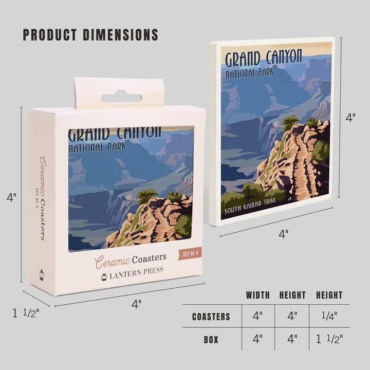 Grand Canyon National Park, Arizona, South Kaibab Trail, Coasters Coasters Lantern Press