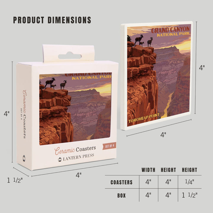 Grand Canyon National Park, Arizona, Toroweap Point, Coasters Coasters Lantern Press