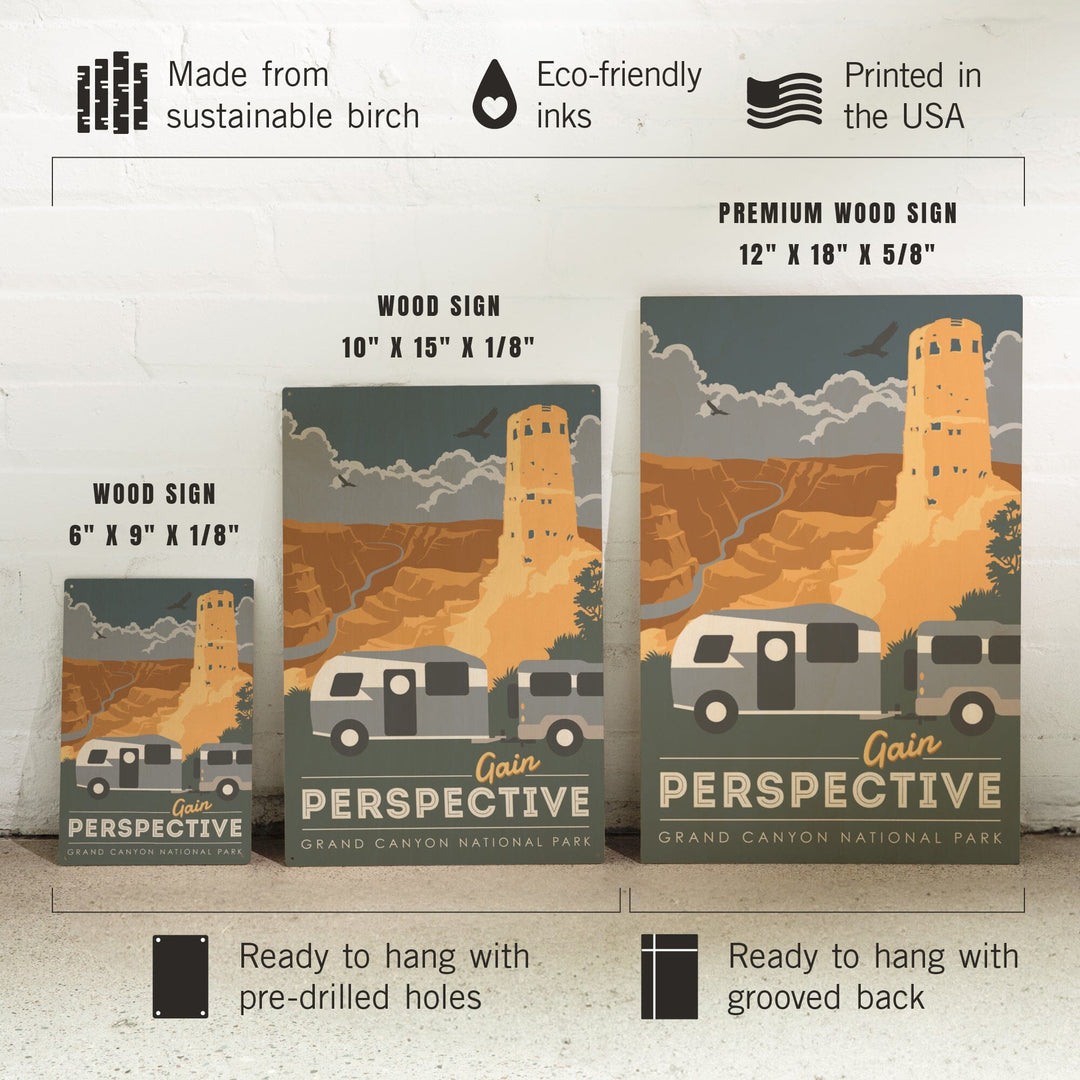Grand Canyon National Park, Gain Perspective, Wood Signs and Postcards Wood Lantern Press