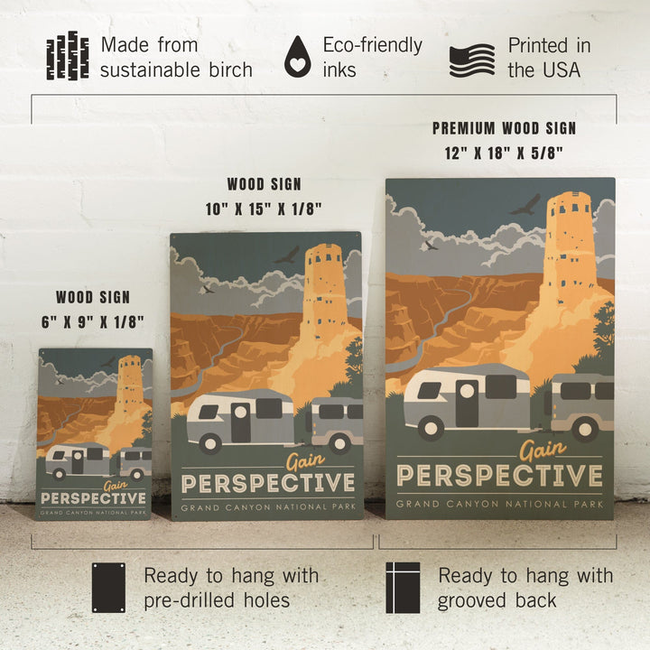 Grand Canyon National Park, Gain Perspective, Wood Signs and Postcards Wood Lantern Press