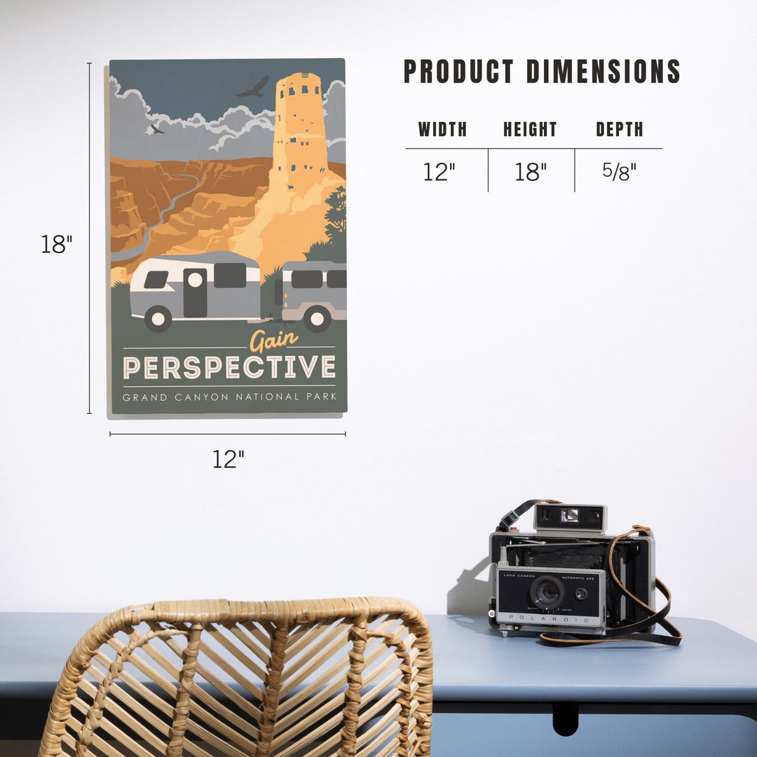Grand Canyon National Park, Gain Perspective, Wood Signs and Postcards Wood Lantern Press