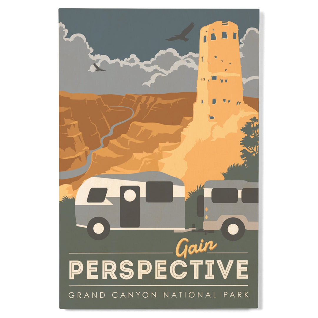 Grand Canyon National Park, Gain Perspective, Wood Signs and Postcards Wood Lantern Press