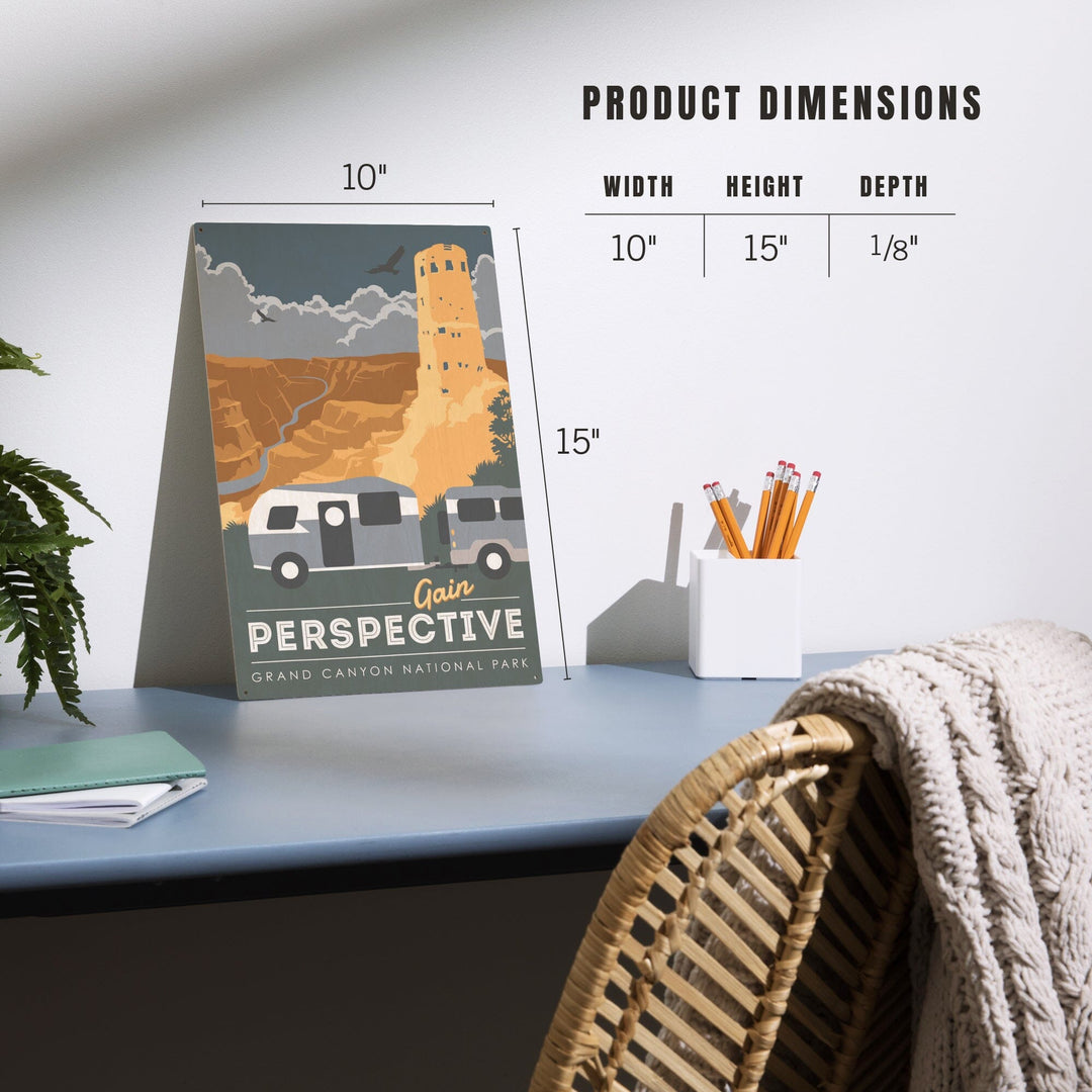 Grand Canyon National Park, Gain Perspective, Wood Signs and Postcards Wood Lantern Press