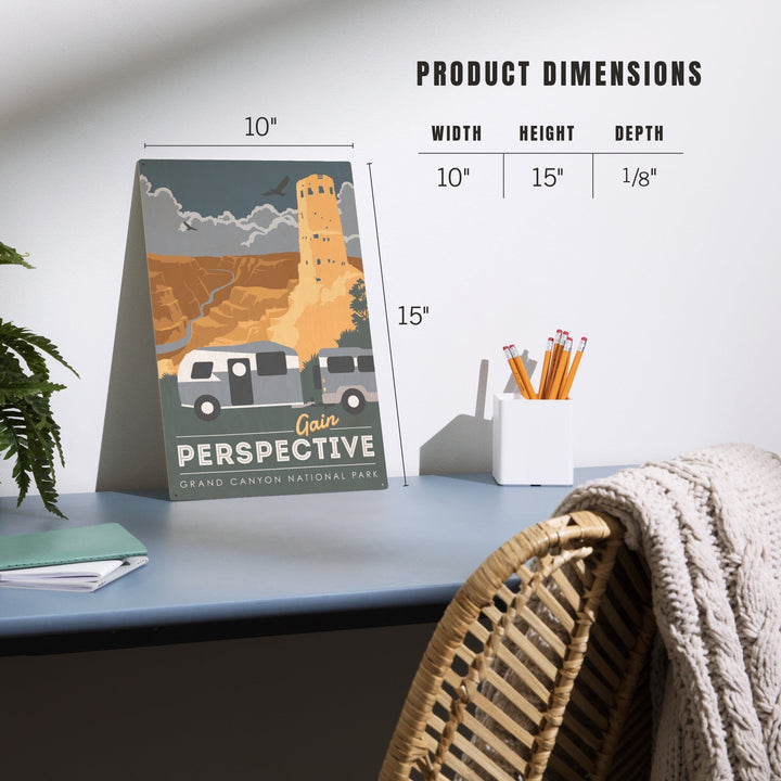 Grand Canyon National Park, Gain Perspective, Wood Signs and Postcards Wood Lantern Press