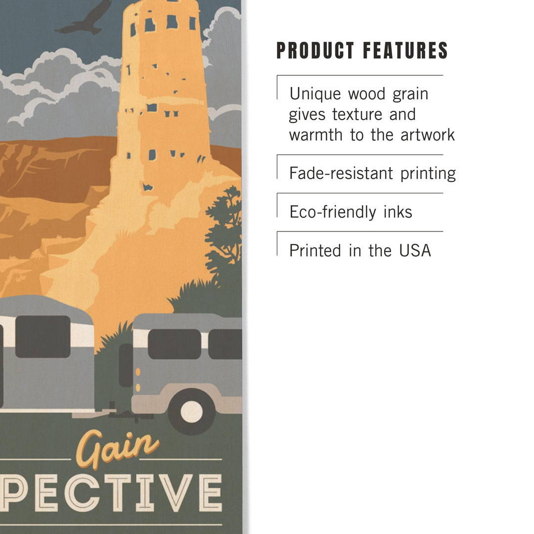Grand Canyon National Park, Gain Perspective, Wood Signs and Postcards Wood Lantern Press