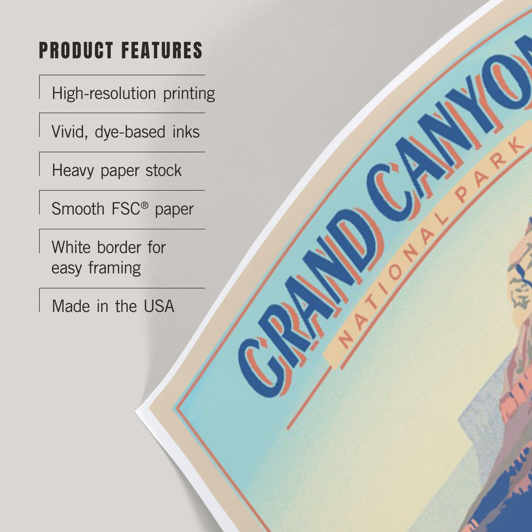 Grand Canyon National Park, Lithograph, Art & Giclee Prints - Lantern Press