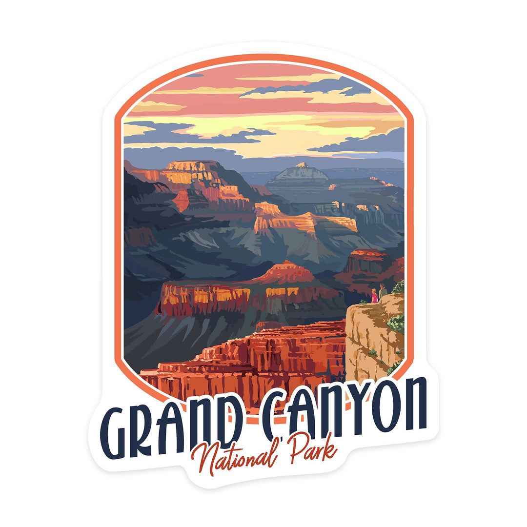 Grand Canyon National Park, Mather Point, Contour, Lantern Press Artwork, Vinyl Sticker Sticker Lantern Press 