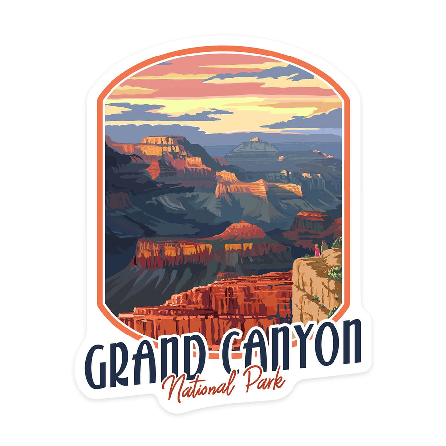 Grand Canyon National Park, Mather Point, Contour, Lantern Press Artwork, Vinyl Sticker Sticker Lantern Press 