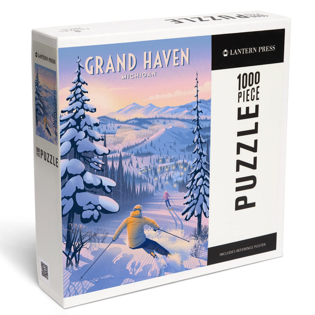 Grand Haven, Michigan, Ski for Miles, Skiing, Jigsaw Puzzle Puzzle Lantern Press