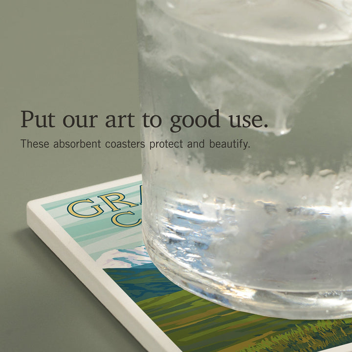 Grand Lake, Colorado, Moose and Snowy Mountain, Coasters Coasters Lantern Press