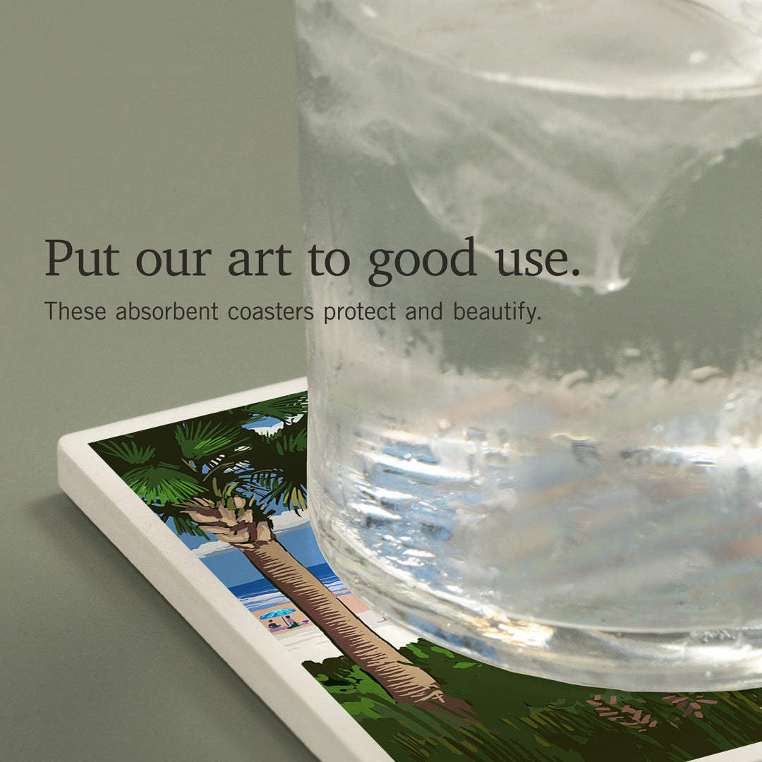 Grand Strand, South Carolina, Destinations Sign, Coasters Coasters Lantern Press