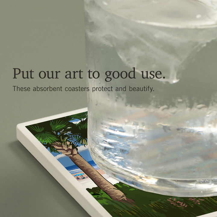 Grand Strand, South Carolina, Destinations Sign, Coasters Coasters Lantern Press