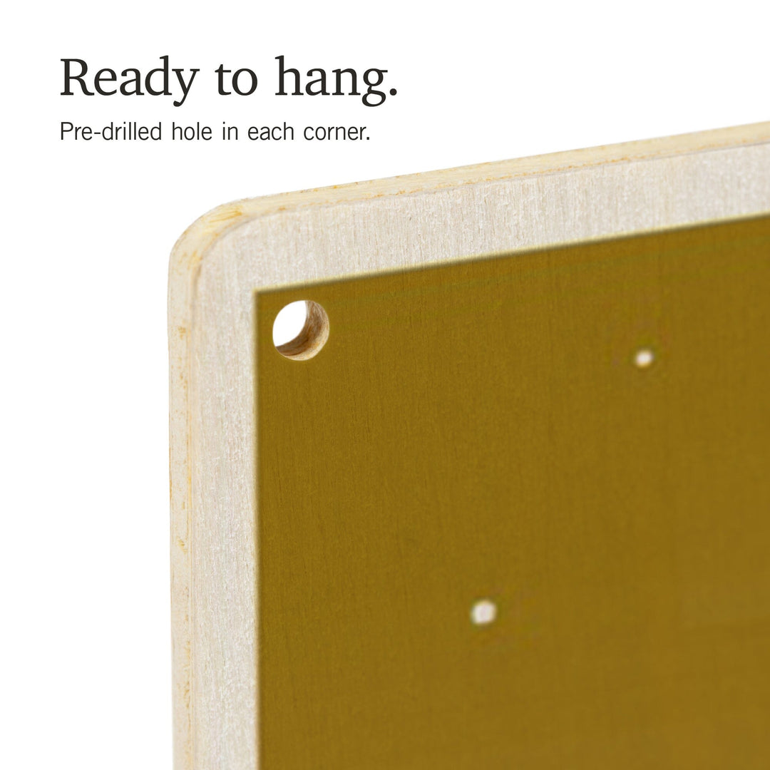 Grand Teton National Park, Wyoming, Animal Silhouettes, Yellow and Blue, Wood Signs and Postcards Wood Lantern Press