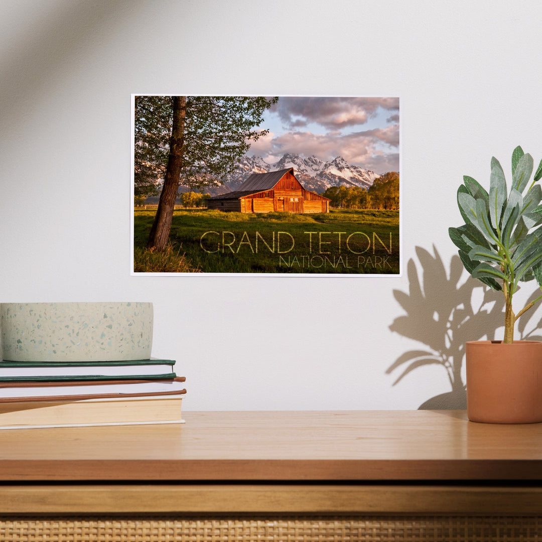 Grand Teton National Park, Wyoming, Barn and Tree, Art & Giclee Prints - Lantern Press