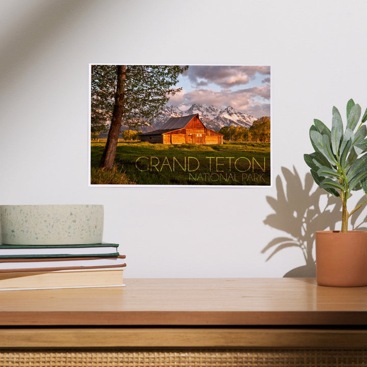 Grand Teton National Park, Wyoming, Barn and Tree, Art & Giclee Prints - Lantern Press
