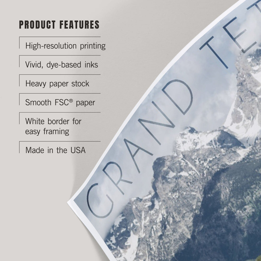 Grand Teton National Park, Wyoming, Buffalo and Mountain Scene, Art & Giclee Prints - Lantern Press