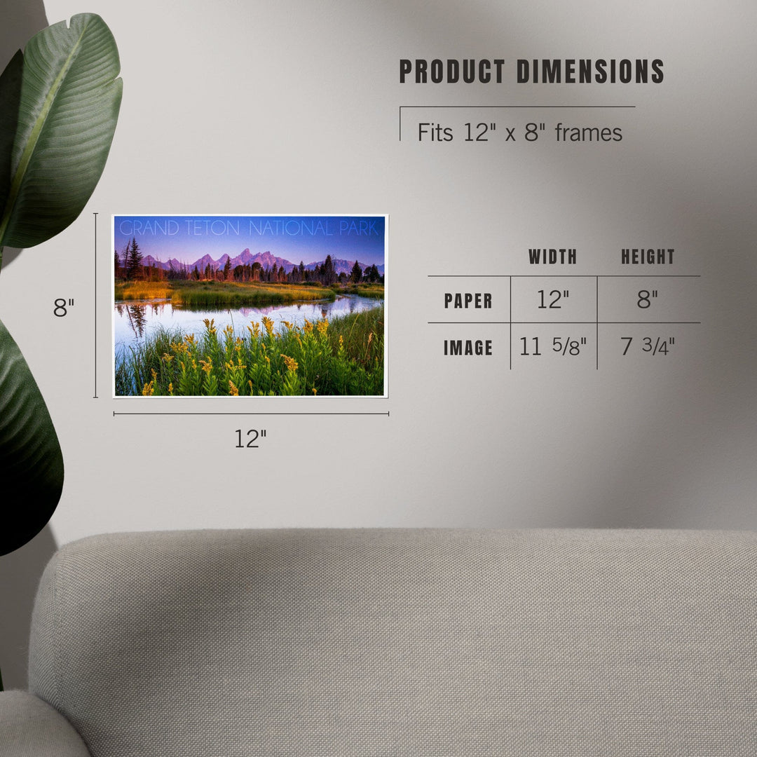 Grand Teton National Park, Wyoming, Flower Foreground, Art & Giclee Prints - Lantern Press