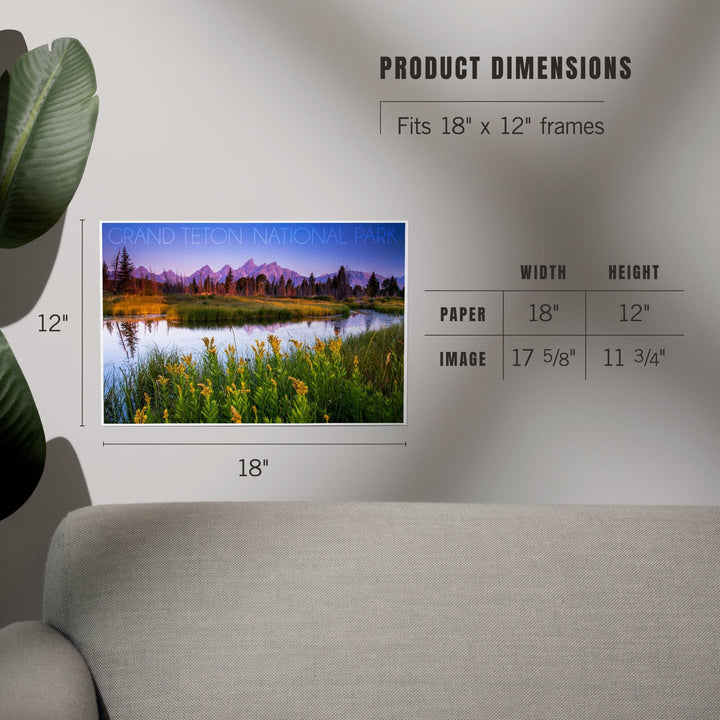 Grand Teton National Park, Wyoming, Flower Foreground, Art & Giclee Prints - Lantern Press