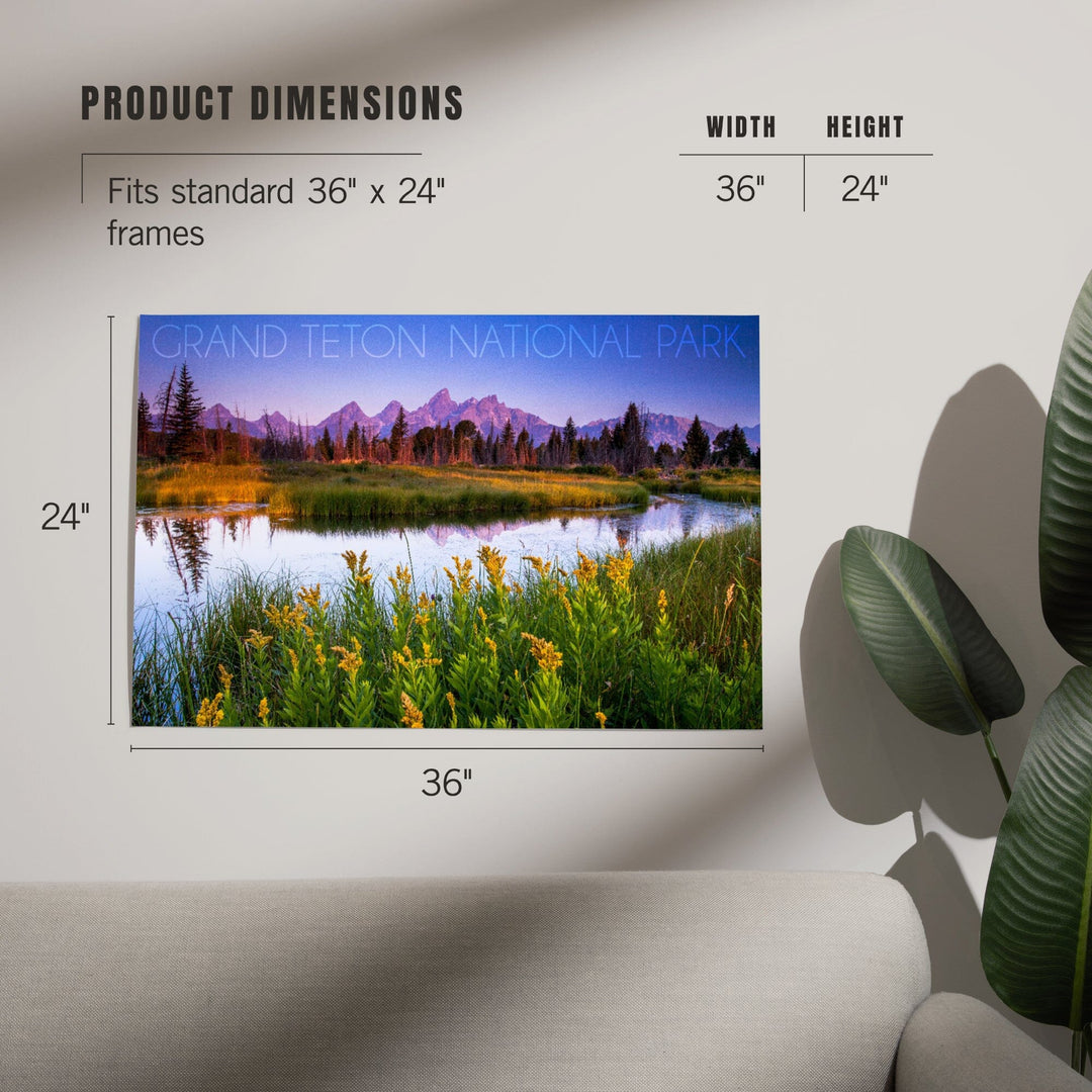 Grand Teton National Park, Wyoming, Flower Foreground, Art & Giclee Prints - Lantern Press
