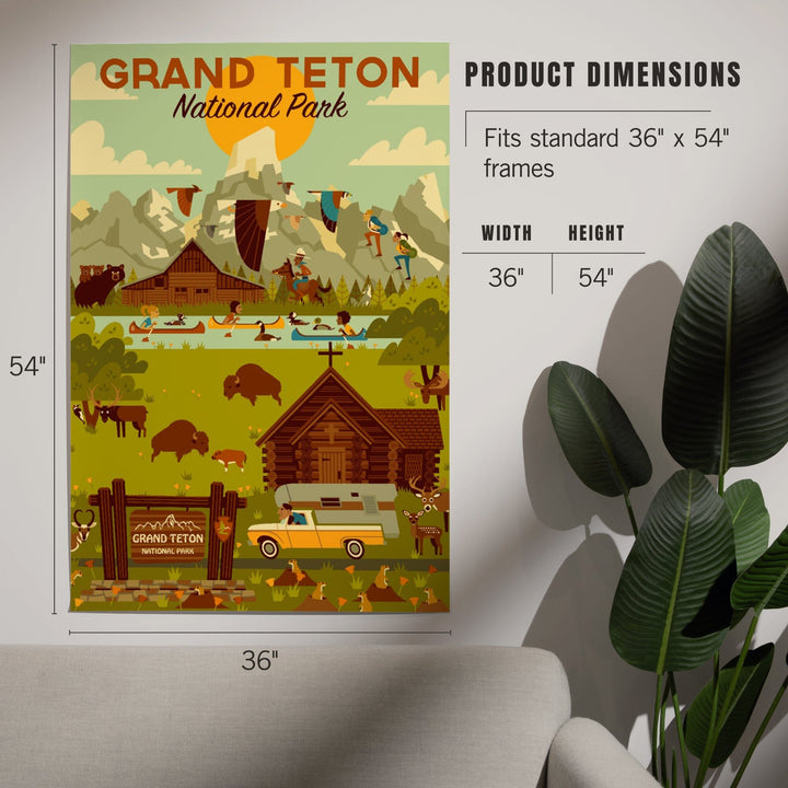Grand Teton National Park, Wyoming, Geometric National Park Collection, Art & Giclee Prints - Lantern Press