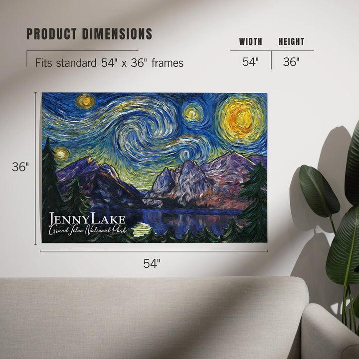 Grand Teton National Park, Wyoming, Jenny Lake, Starry Night National Park Series, Art & Giclee Prints - Lantern Press