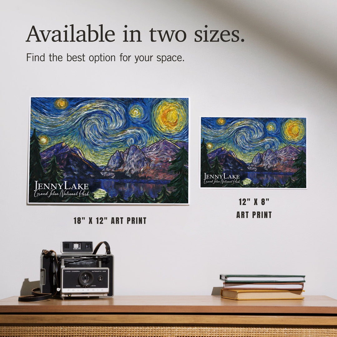 Grand Teton National Park, Wyoming, Jenny Lake, Starry Night National Park Series, Art & Giclee Prints - Lantern Press