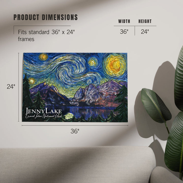 Grand Teton National Park, Wyoming, Jenny Lake, Starry Night National Park Series, Art & Giclee Prints - Lantern Press