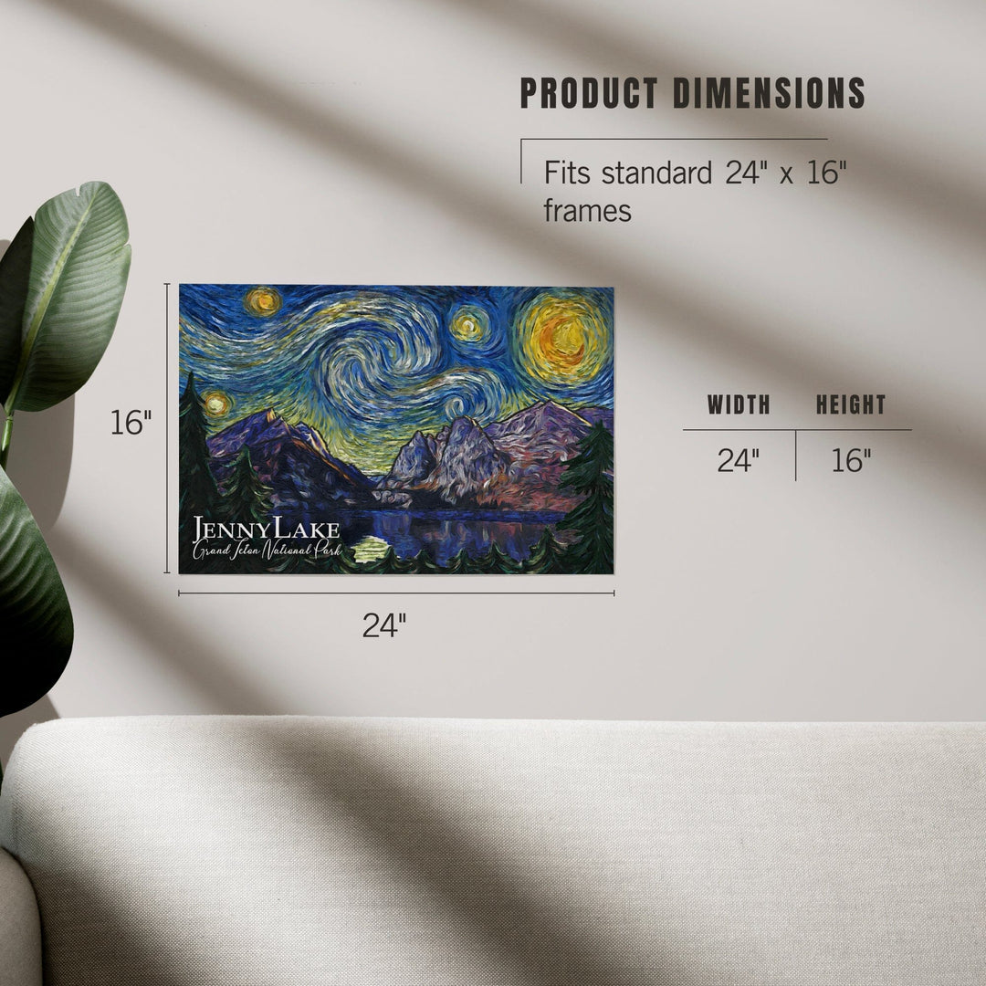 Grand Teton National Park, Wyoming, Jenny Lake, Starry Night National Park Series, Art & Giclee Prints - Lantern Press