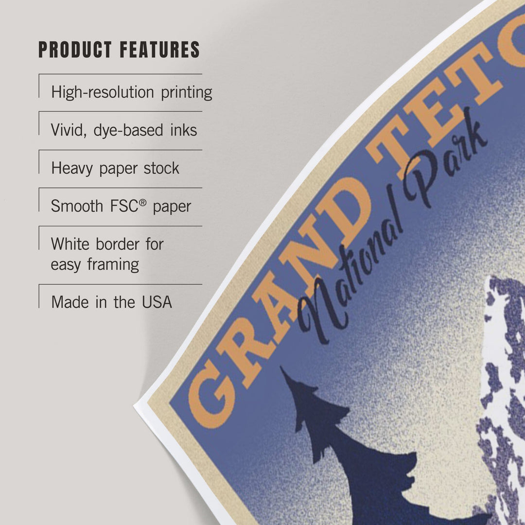 Grand Teton National Park, Wyoming, Lithograph, Art & Giclee Prints - Lantern Press