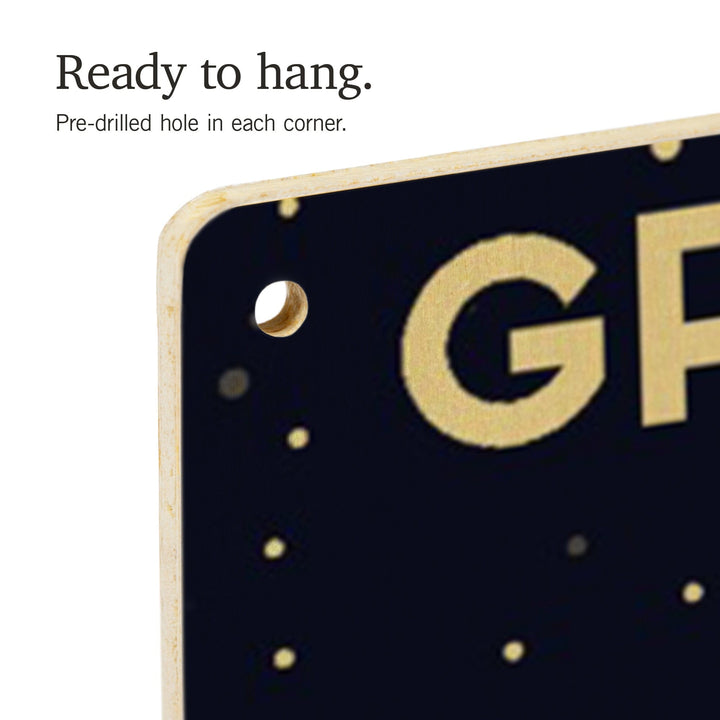 Grand Teton National Park, Wyoming, Nighttime Geometric, Wood Signs and Postcards Wood Lantern Press