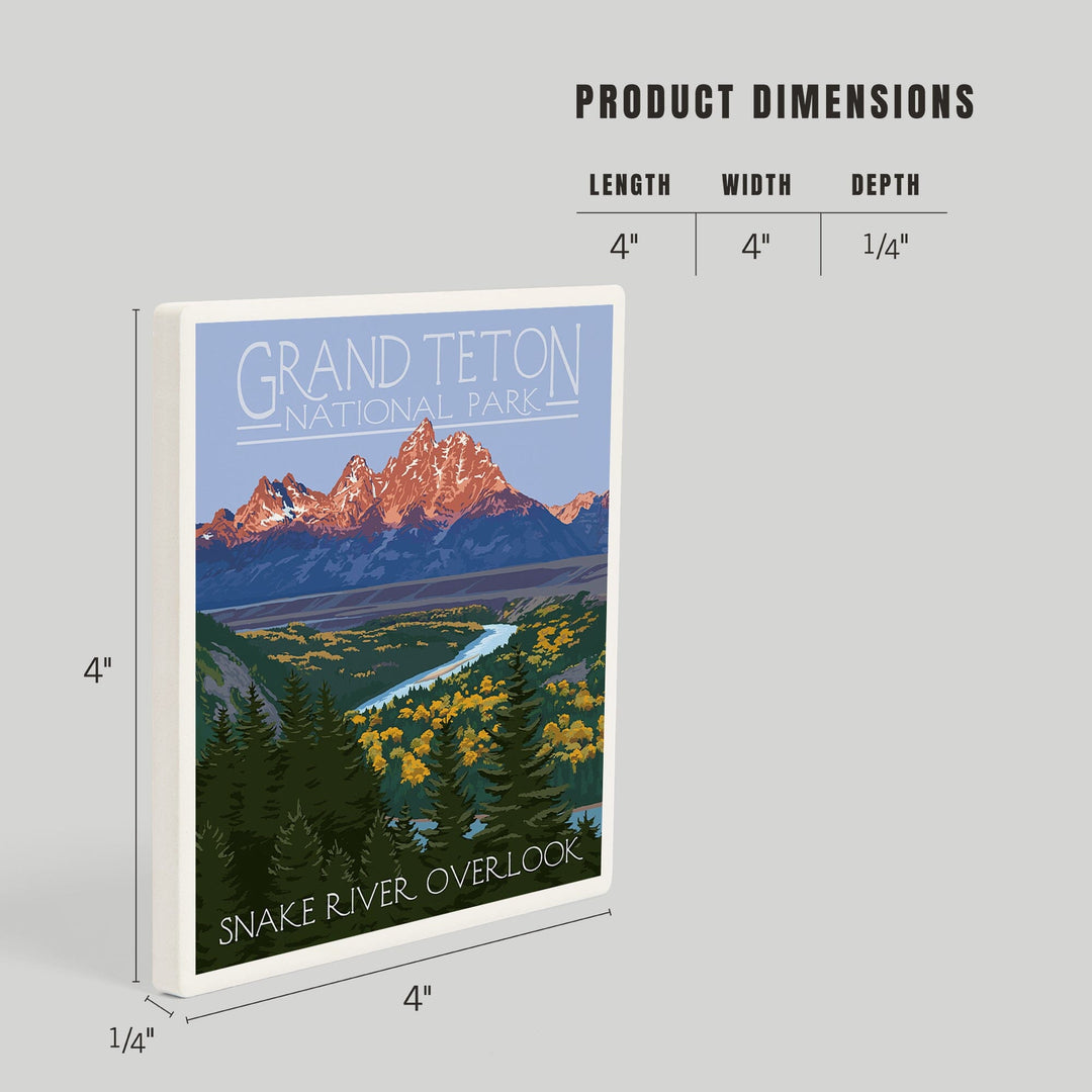 Grand Teton National Park, Wyoming, Snake River Overlook, Coasters Coasters Lantern Press